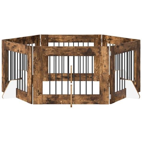 Cancello per cani con supporti 6 pcs Rovere Fumo 80 x 60 cm - Foto 1