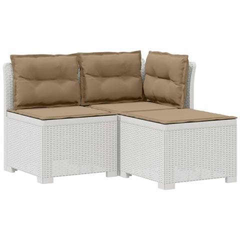 Divano da giardino 3 posti con cuscini in look rattan PP Bianco - Foto 1