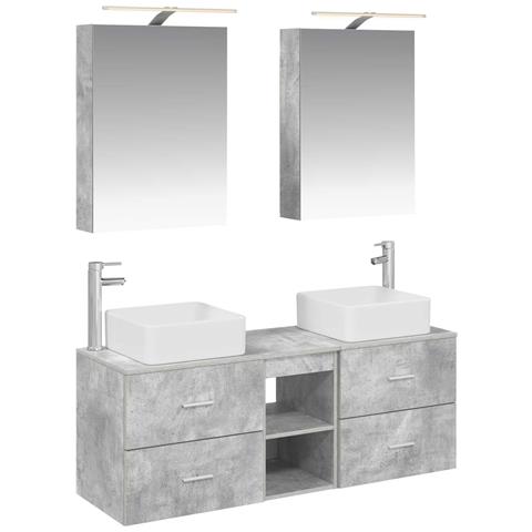 Set di mobili per il bagno 5 pcs Grigio Cemento - Foto 1