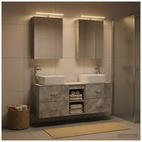 Set di mobili per il bagno 5 pcs Grigio Cemento - Foto 2