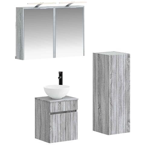 Set di mobili per il bagno 4 pcs Sonoma grigio - Foto 1