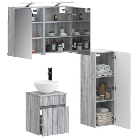 Set di mobili per il bagno 4 pcs Sonoma grigio - Foto 2