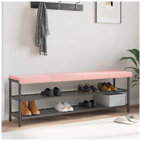 Cuscino per panchina 4 pz Tessuto Sherpa Rosa Profondità 35 cm - Foto 2