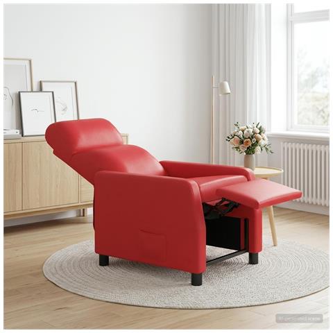 Poltrona reclinabile Rosso Similpelle - Foto 2