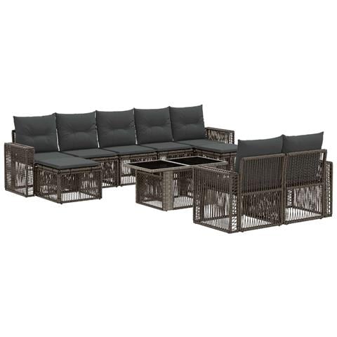 Set Divano da Giardino 10 pz Grigio e Grigio Scuro polyrattan - Foto 1