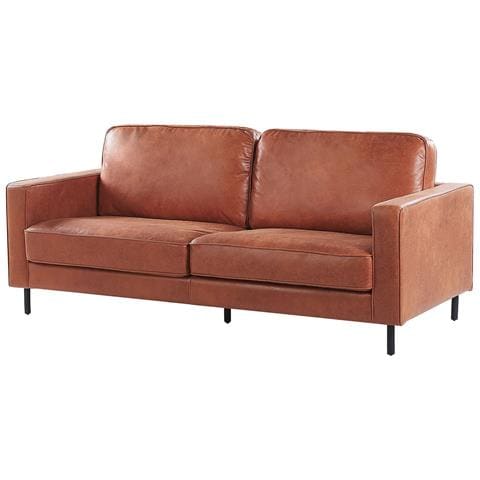 Divano In Similpelle Marrone Dorato Savalen - Foto 13