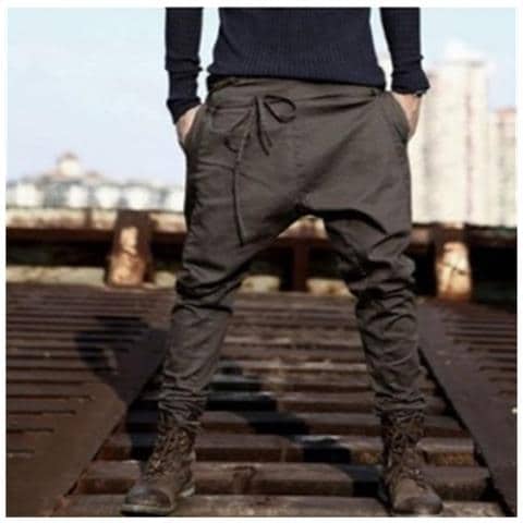 SLOWMOOSE - Pantaloni Da Uomo Alla Moda Europei E Americani, Leggings,  Pantaloni Casual Larghi Con Lacci [ marrone / S] - ePRICE