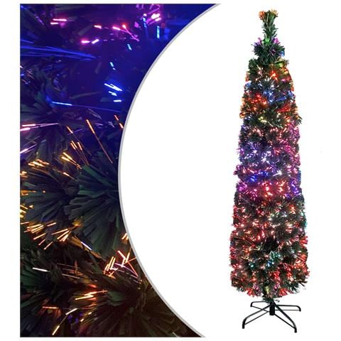 Albero Natale Artificiale Sottile Supporto 150 cm Fibra Ottica - Foto 1