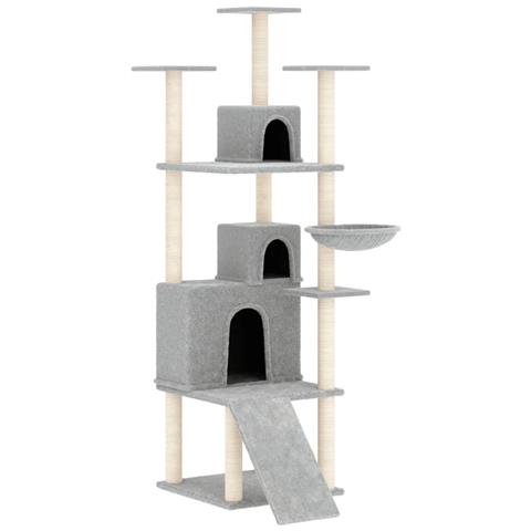 Albero Per Gatti Con Tiragraffi In Sisal Grigio Chiaro 175 Cm - Foto 1