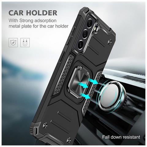 Custodia Alta Protezione Con Anello Per Xiaomi Redmi 10c Black - Foto 2