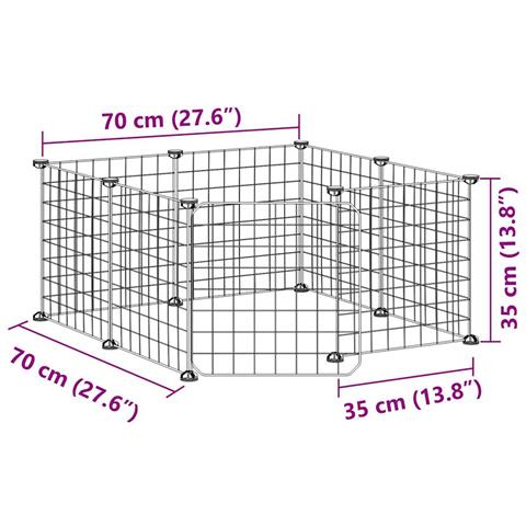 Gabbia Per Animali 8 Pannelli Con Porta Nero 35x35 Cm Acciaio - Foto 2