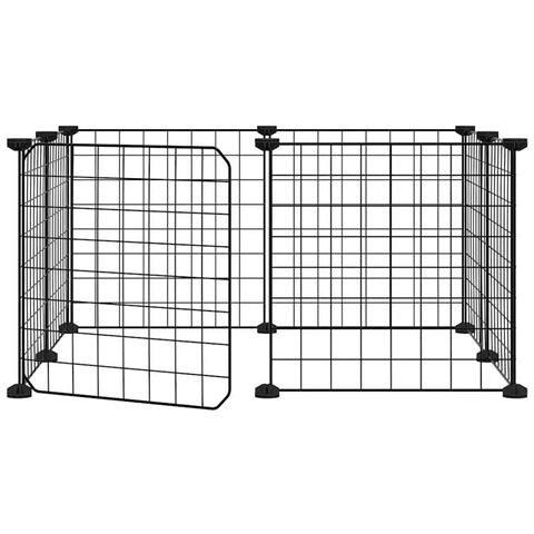 Gabbia Per Animali 8 Pannelli Con Porta Nero 35x35 Cm Acciaio - Foto 1