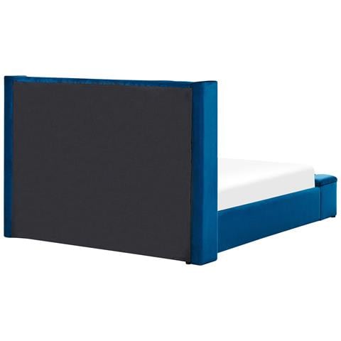 Letto Con Rete A Doghe Velluto Blu Marino 160 X 200 Cm Noyers - Foto 2