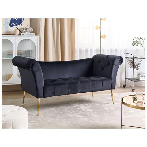 Chaise Longue Nantilly Velluto Nero - Foto 1