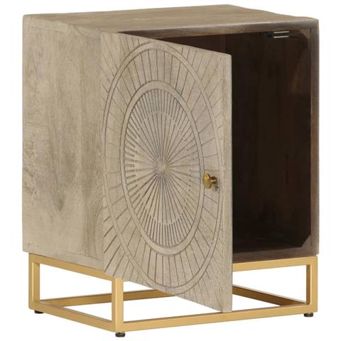 Comodino 40x30x50 Cm In Legno Massello Di Mango E Ferro - Foto 2