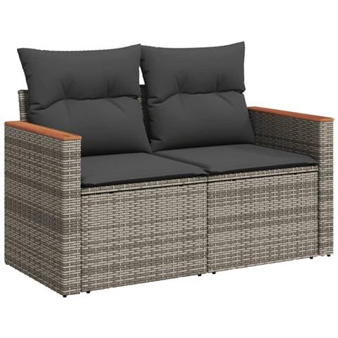 Set Divani da Giardino 3 pz con Cuscini Grigio in Polyrattan - Foto 2