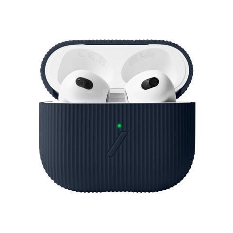 Cover Per Airpods 3 Curve In Silicone Con Texture Striata, Blu Scuro - Foto 2