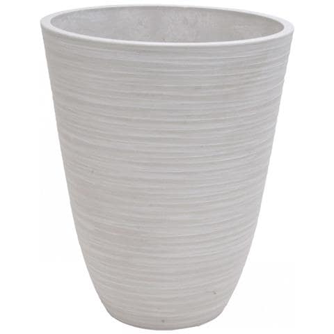 Vaso Tondo Da Esterno Giardino In Fibra Di Argilla Ø29x36 Cm Primula - White - Foto 1