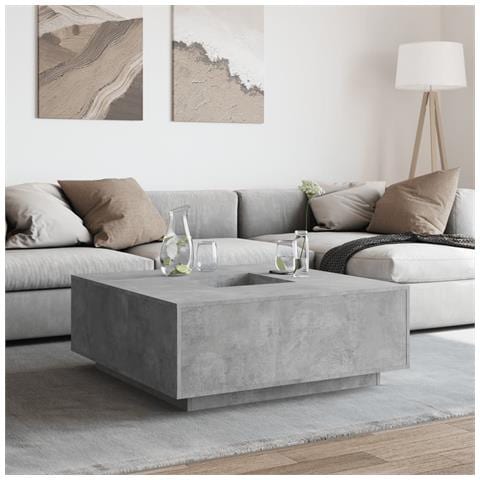Tavolino Salotto Grigio Cemento 100x100x40 Cm Legno Multistrato - Foto 2