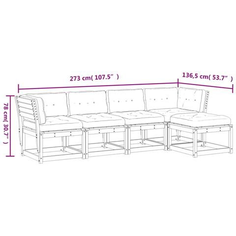 Set Divani Giardino 5pz con Cuscini Bianco Legno Massello Pino - Foto 2