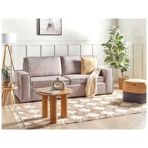 Divano Letto 3 Posti Vuokatti Tessuto Marrone Chiaro - Foto 1