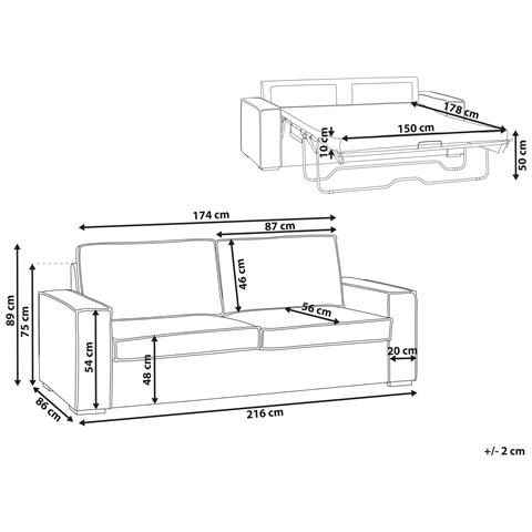 Divano Letto 3 Posti Vuokatti Tessuto Marrone Chiaro - Foto 6