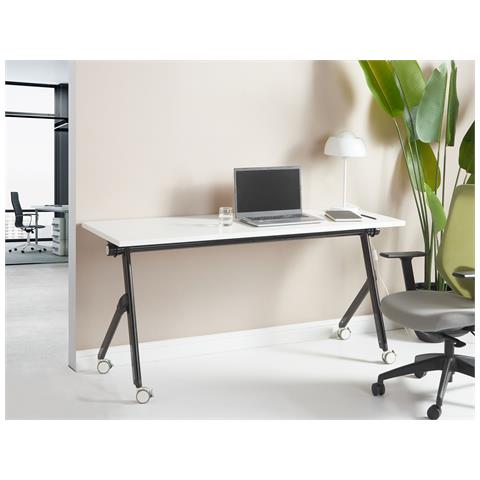Scrivania Pieghevole Bendi Bianco 160 Cm 60 Cm Con Ruote - Foto 1