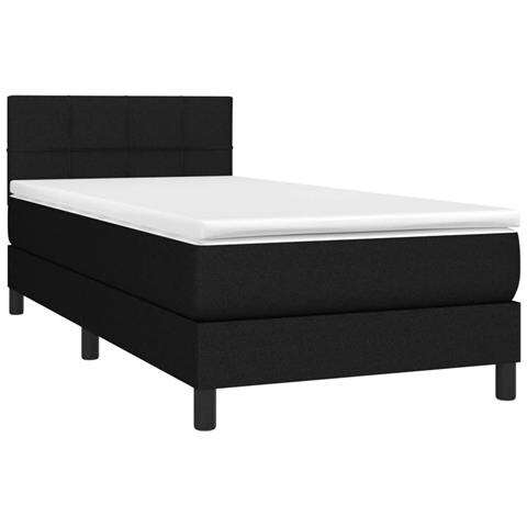 Letto a Molle con Materasso e LED Nero 90x200 cm in Tessuto - Foto 8