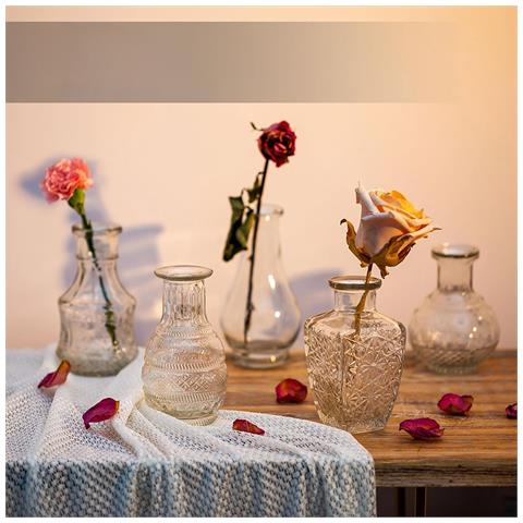 Set Di Vasi Vintage Trasparenti Per Fiori – 2x5 Pezzi Eleganza Senza Tempo - Foto 4