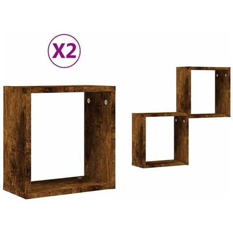 Mensole A Cubo 2 Pz Rovere Fumo 30x15x30 Cm - Foto 2