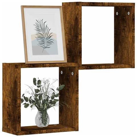 Mensole A Cubo 2 Pz Rovere Fumo 30x15x30 Cm - Foto 1