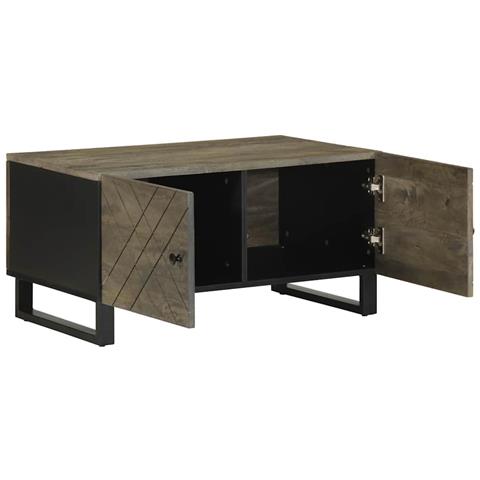 Tavolino Da Salotto Nero 80x50x40 Cm In Legno Massello Di Mango - Foto 2