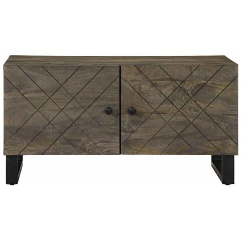 Tavolino Da Salotto Nero 80x50x40 Cm In Legno Massello Di Mango - Foto 3