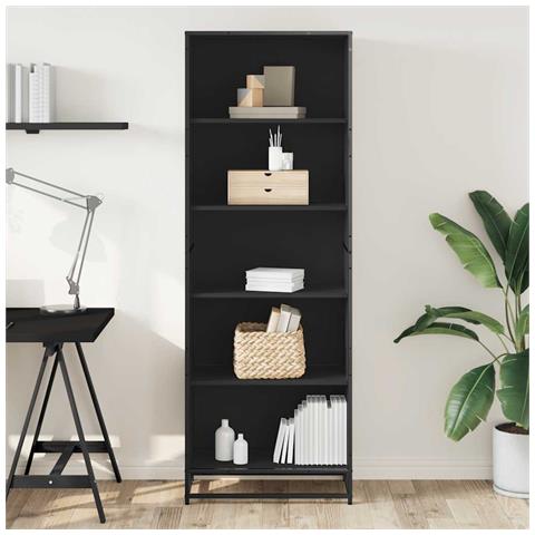 Libreria Nera 60x35x170,5 Cm In Truciolato - Foto 3