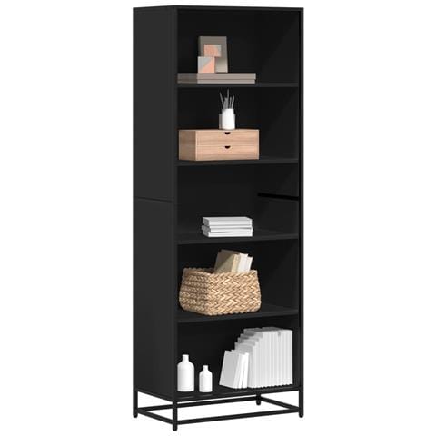 Libreria Nera 60x35x170,5 Cm In Truciolato - Foto 1