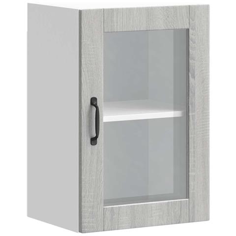 Pensile Da Cucina Con Porta In Vetro Porto Grigio Sonoma - Foto 2