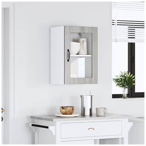 Pensile Da Cucina Con Porta In Vetro Porto Grigio Sonoma - Foto 3