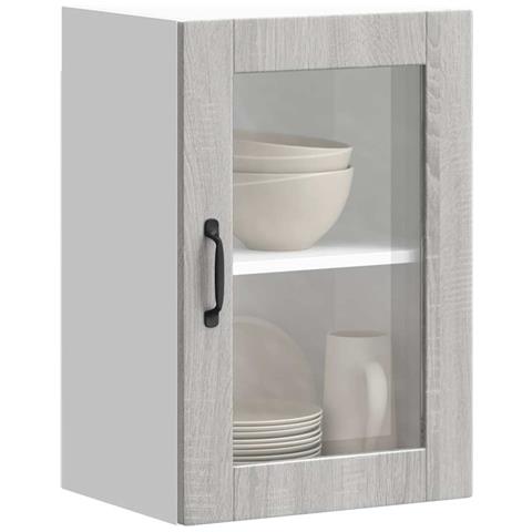 Pensile Da Cucina Con Porta In Vetro Porto Grigio Sonoma - Foto 1