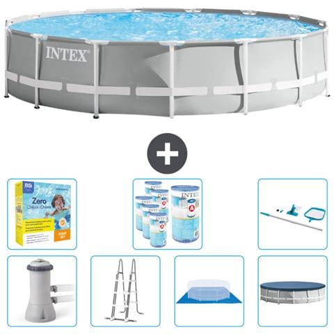 Piscina Fuori Terra - In Giro - 457x457x107 Cm - Grigio - Include Accessori Coordinati Cb52 - Foto 1