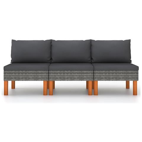 Lusso Casadino -  Divani Centrali 3 Pz Polyrattan E Legno Massello Di Eucalipto - Foto 1