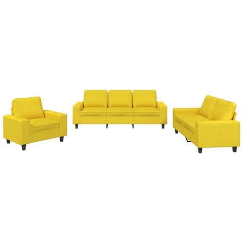 Set Di Divani 3 Pz Giallo Chiaro In Tessuto - Foto 1