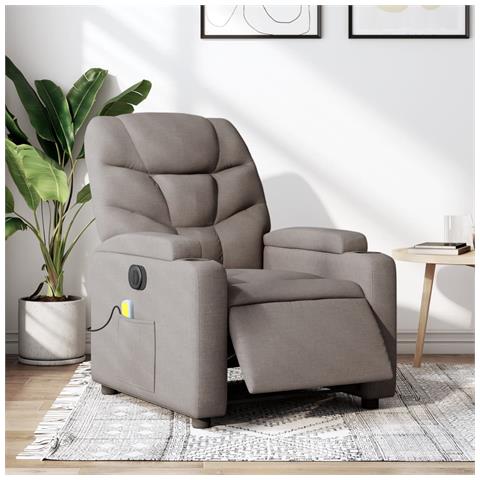 Poltrona Massaggiante Reclinabile Elettrica Tortora in Tessuto - Foto 2