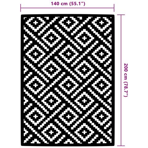 Tappeto da Esterno ARAKIL Bianco e Nero 140x200 cm PP - Foto 6