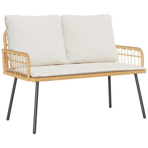 panca da giardino  naturale 114x64x78 cm in polyrattan - Foto 1