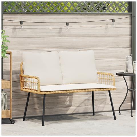 panca da giardino  naturale 114x64x78 cm in polyrattan - Foto 2