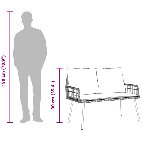 panca da giardino  naturale 114x64x78 cm in polyrattan - Foto 9