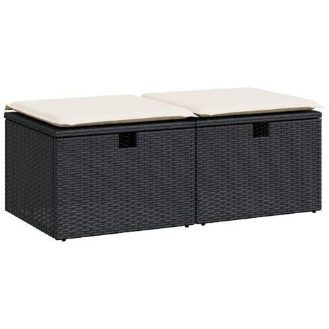 Set Divani da Giardino con Cuscini 2 pz Nero Polyrattan Acacia - Foto 1