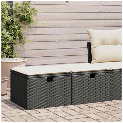 Set Divani da Giardino con Cuscini 2 pz Nero Polyrattan Acacia - Foto 2