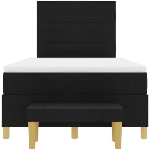 Letto a Molle con Materasso e Panchina Nero 120x190 cm Tessuto - Foto 9