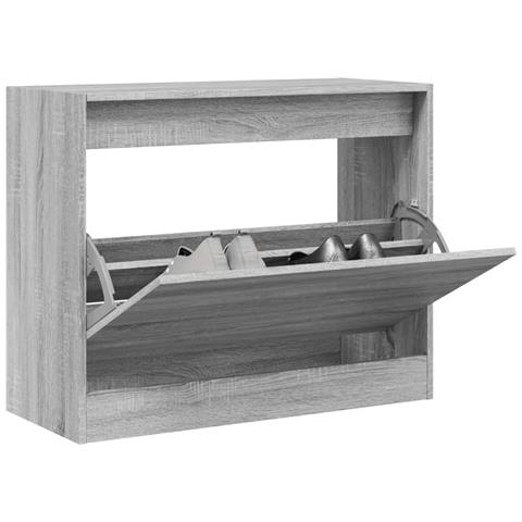Scarpiera Grigio Sonoma 80x34x63 cm in Legno Multistrato - Foto 2